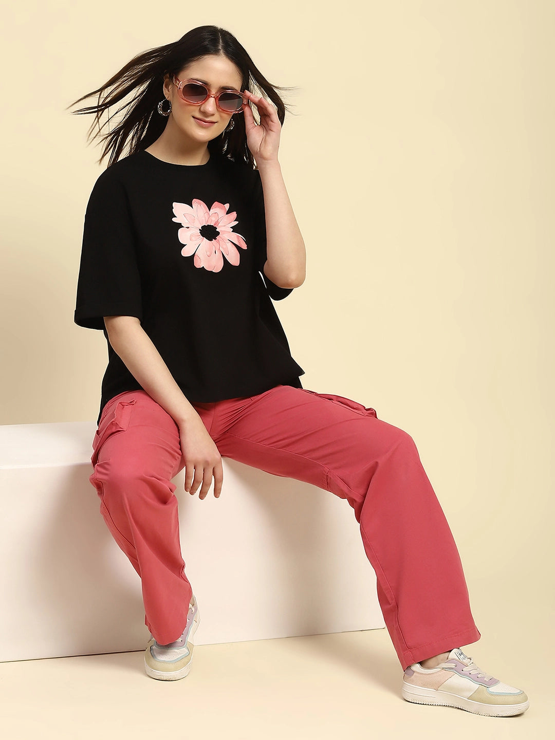 Black UV Protective Cotton Boxy Top
