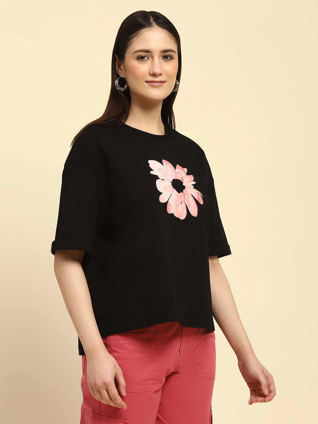 Black UV Protective Cotton Boxy Top - Global Republic