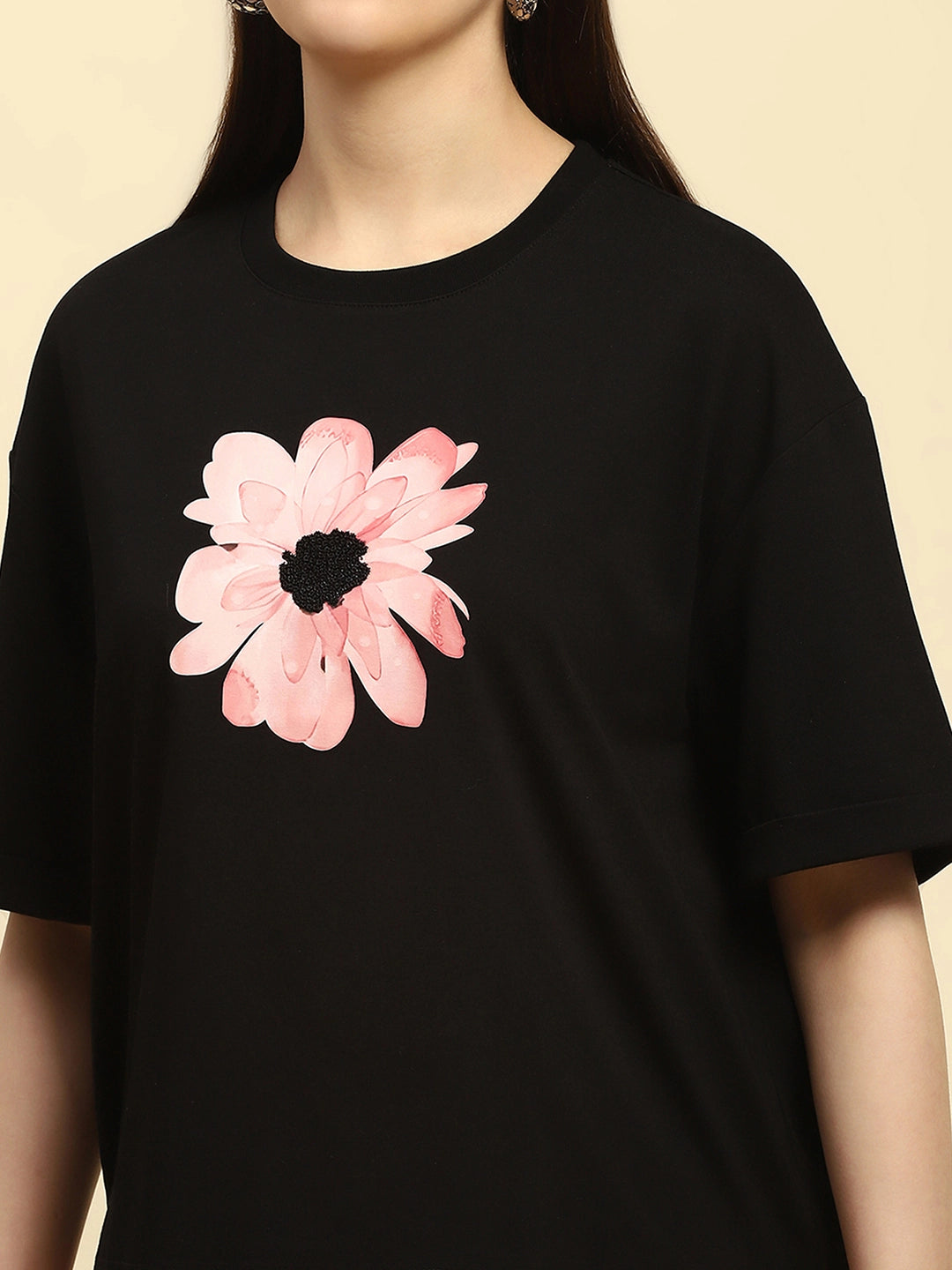 Black UV Protective Cotton Boxy Top - Global Republic