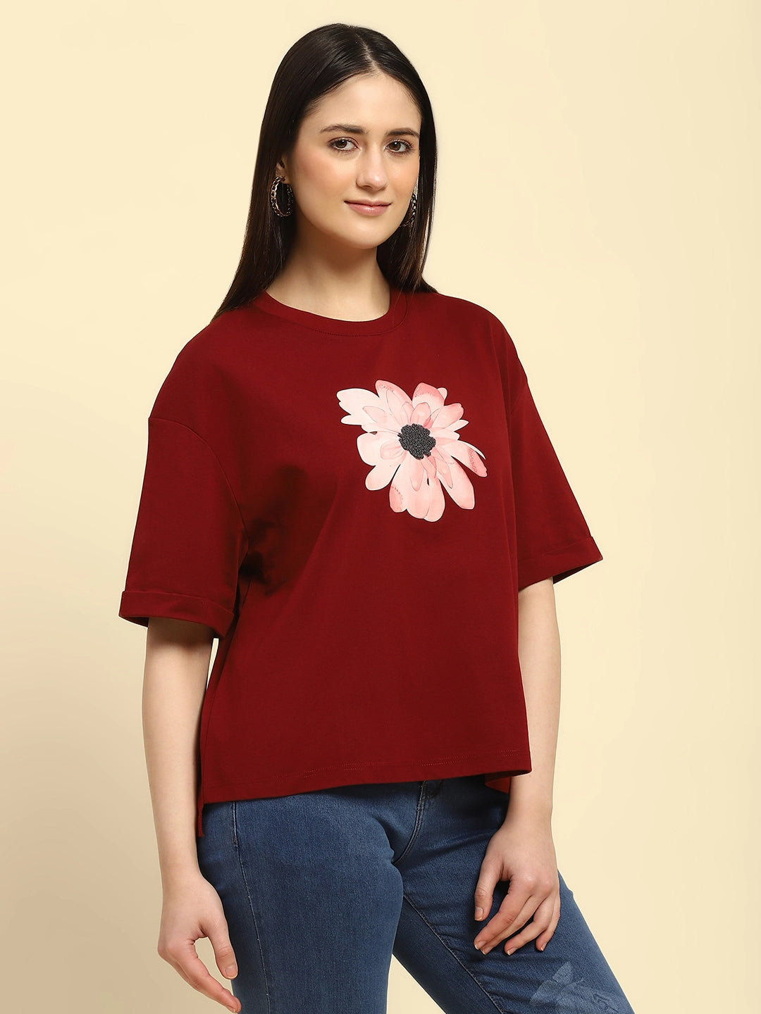 Wine UV Protective Cotton Boxy Top - Global Republic