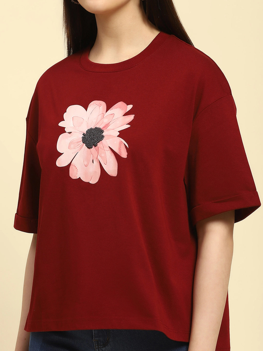 Wine UV Protective Cotton Boxy Top - Global Republic