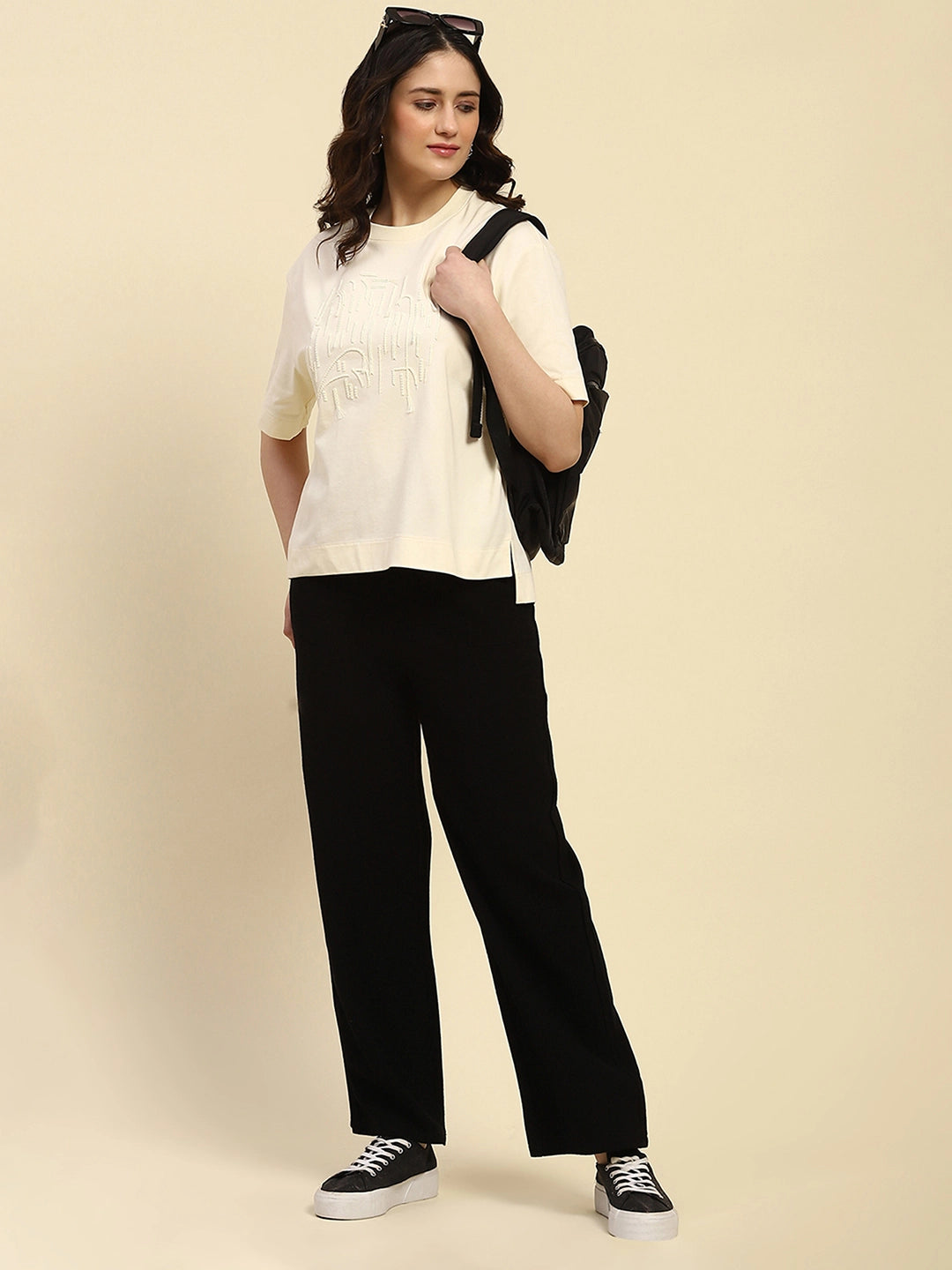 Cream UV Protection Oversized Top