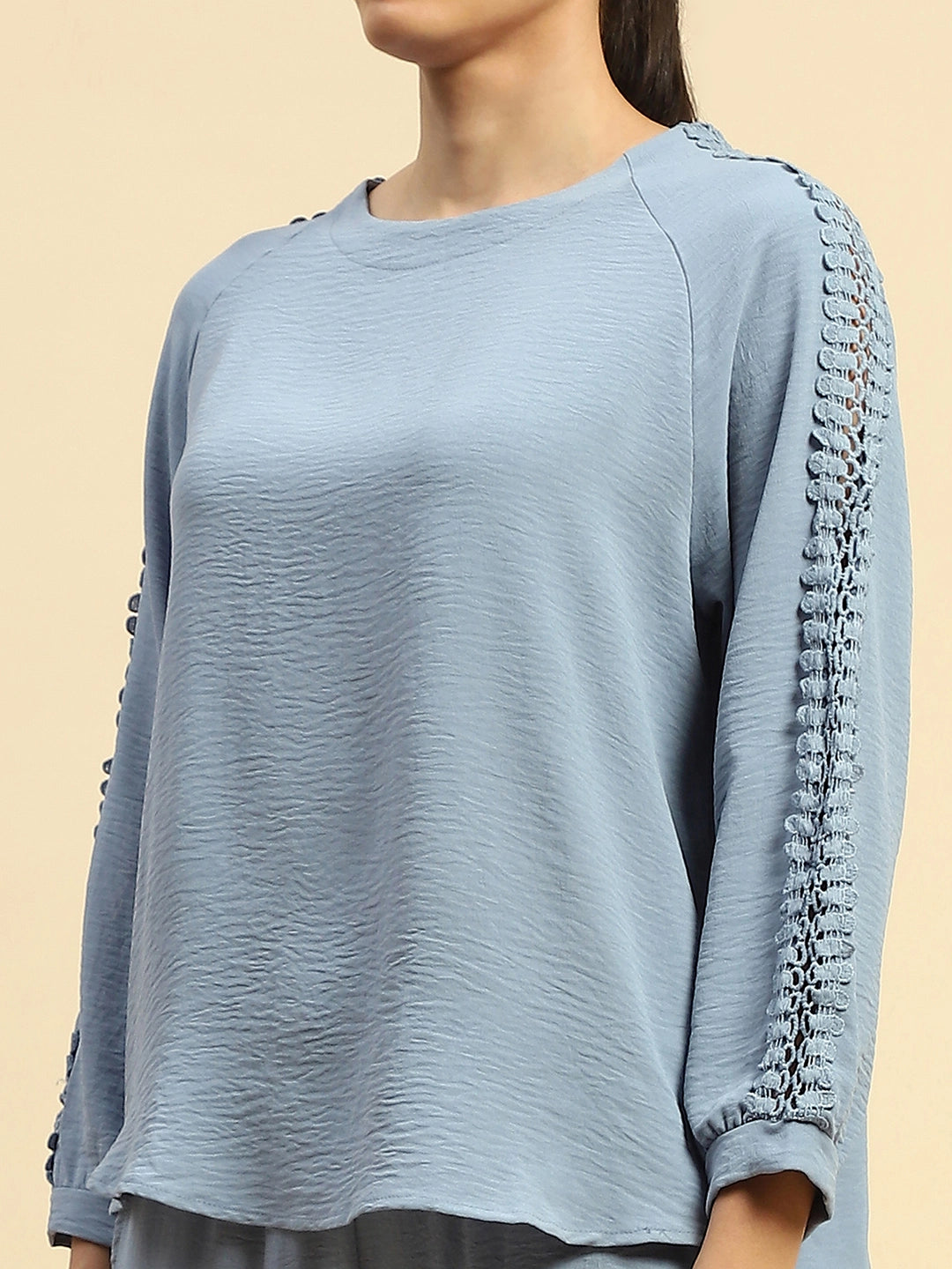 Blue  Rayon Relaxed Fit Night Suit For Women - Global Republic