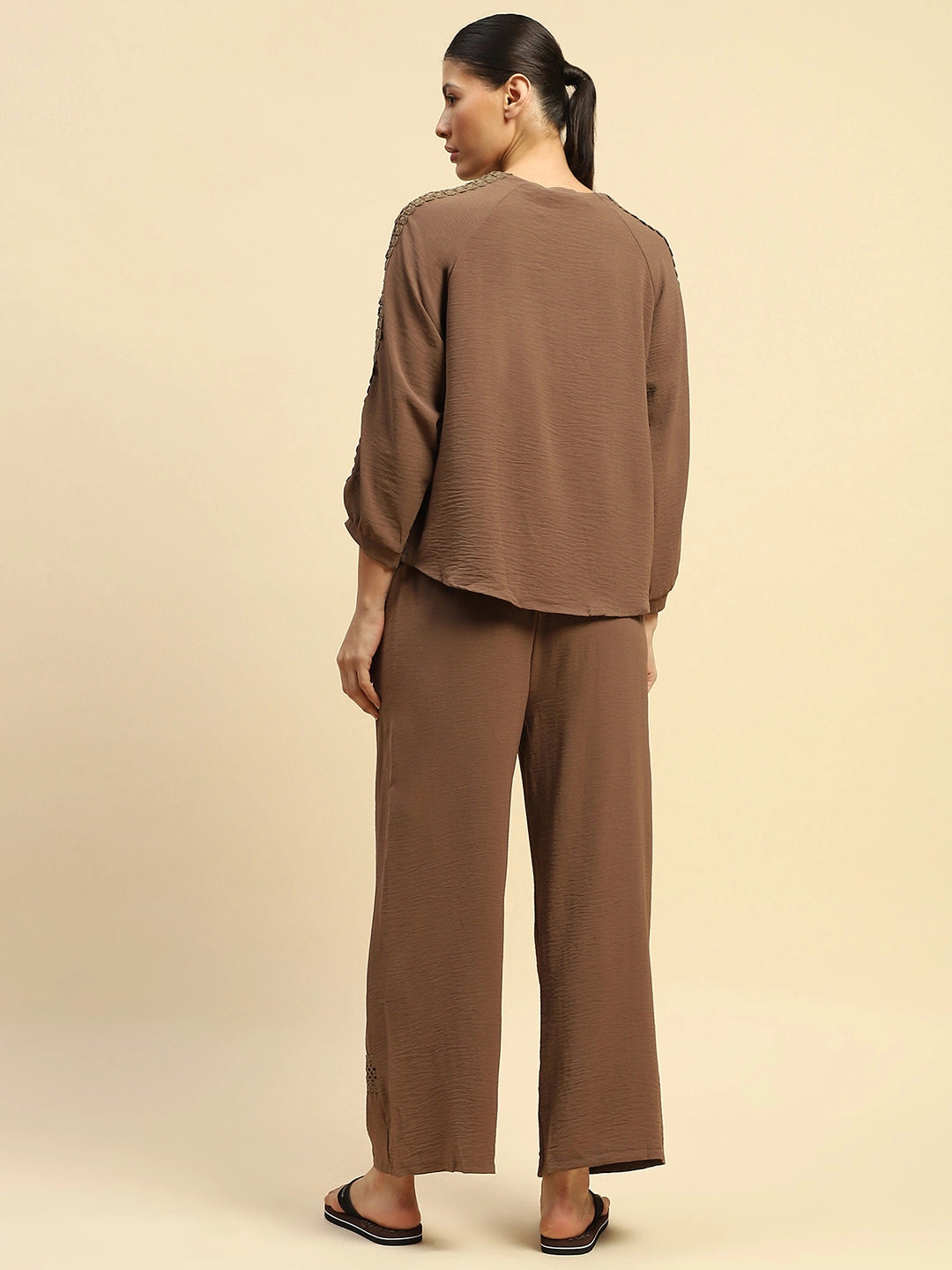 Coffee  Rayon Relaxed Fit Night Suit For Women - Global Republic