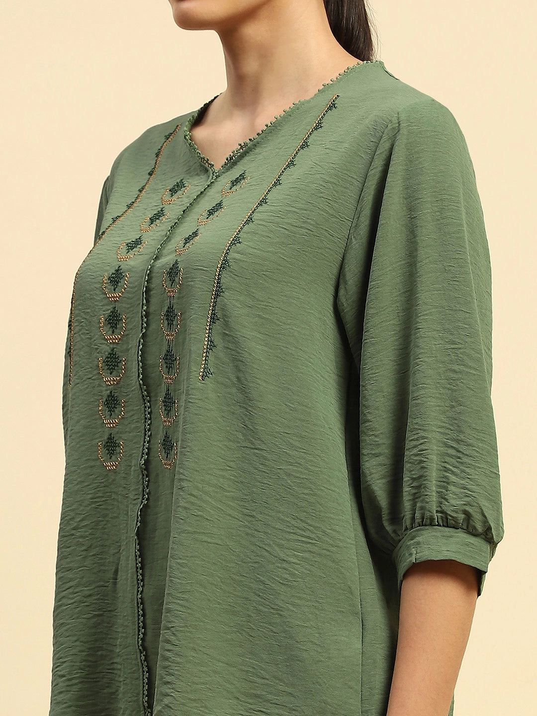 Green  Rayon Relaxed Fit Nightsuit - Global Republic