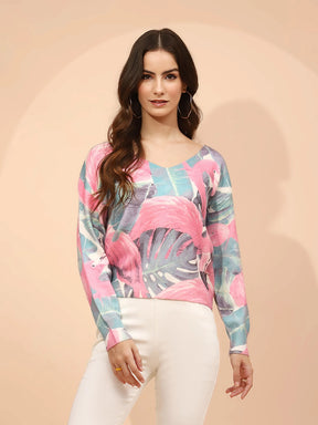 Pink Poly Viscose Relaxed Fit Pullover
