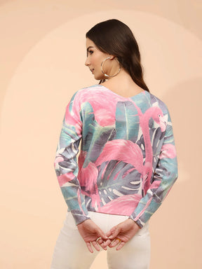 Pink Poly Viscose Relaxed Fit Pullover