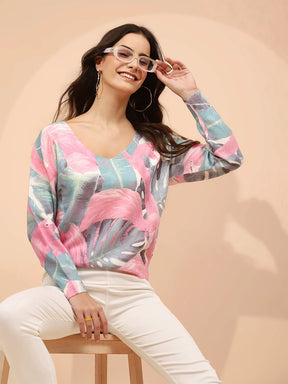 Pink Poly Viscose Relaxed Fit Pullover