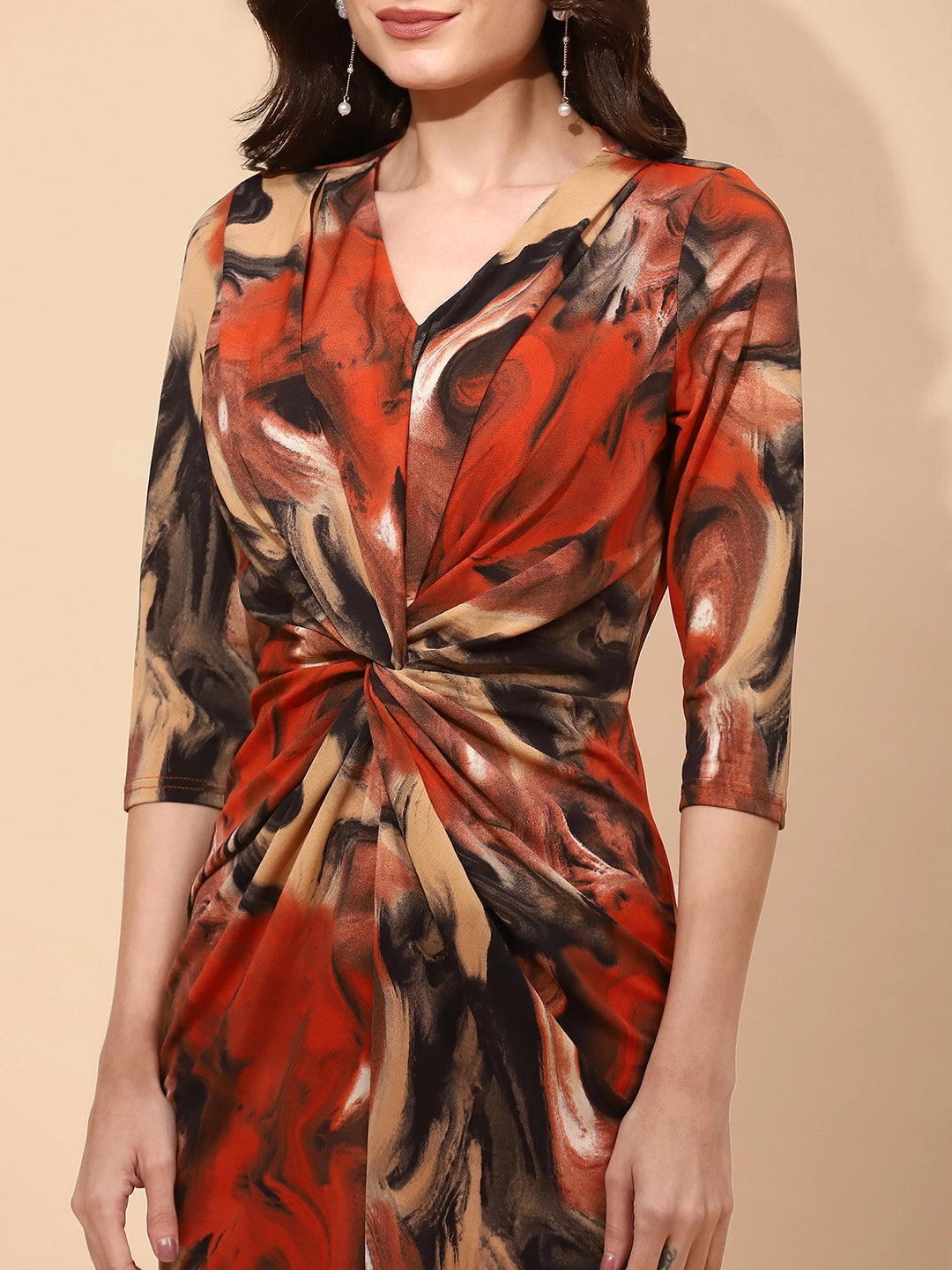 Multicolor Lycra Slim Fit Dress For Women - Global Republic