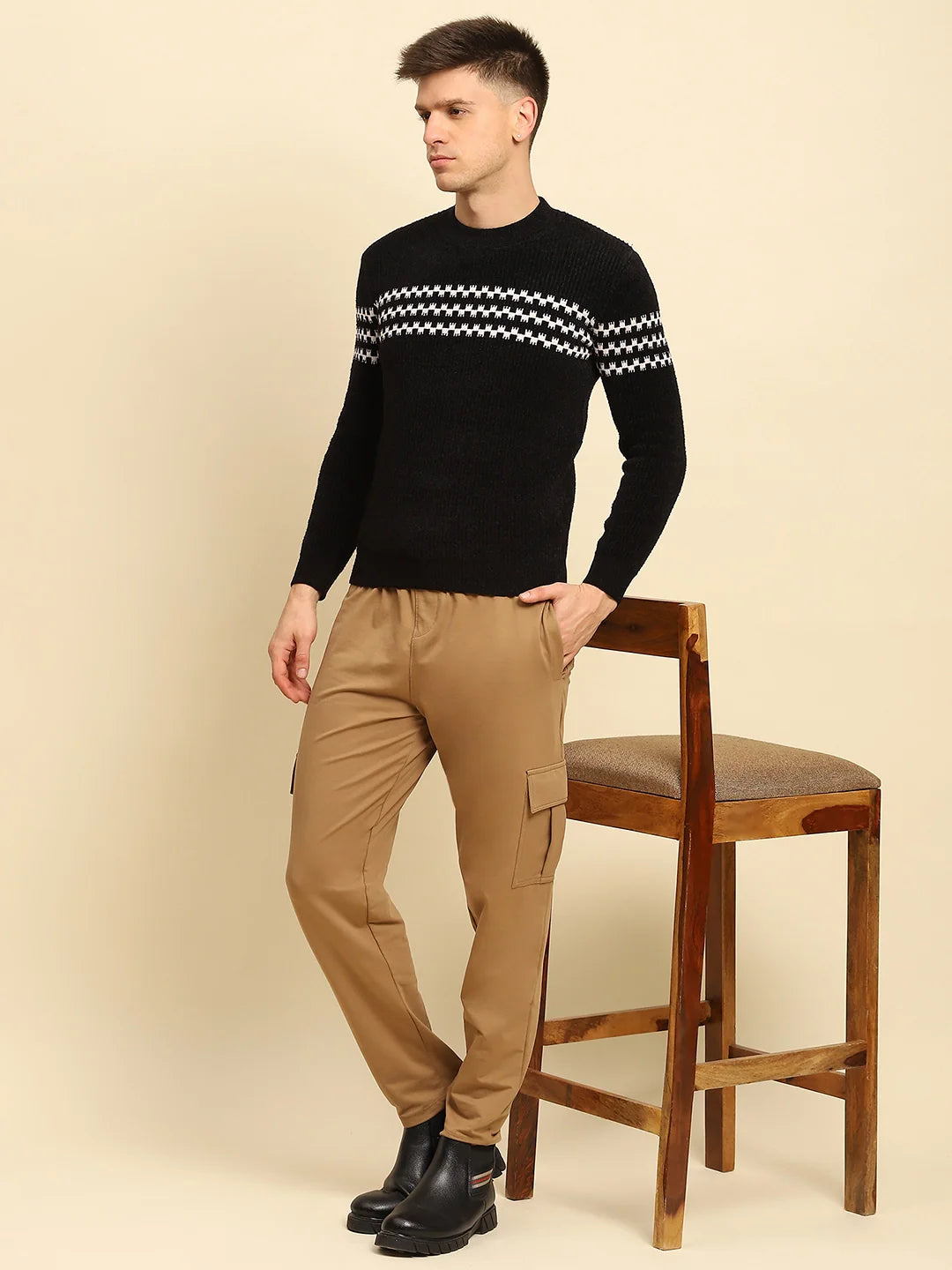 Black  Geometric Pullover - Global Republic