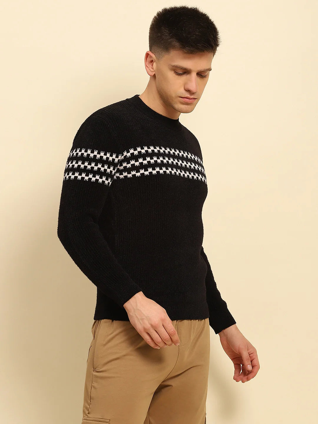 Black  Geometric Pullover - Global Republic