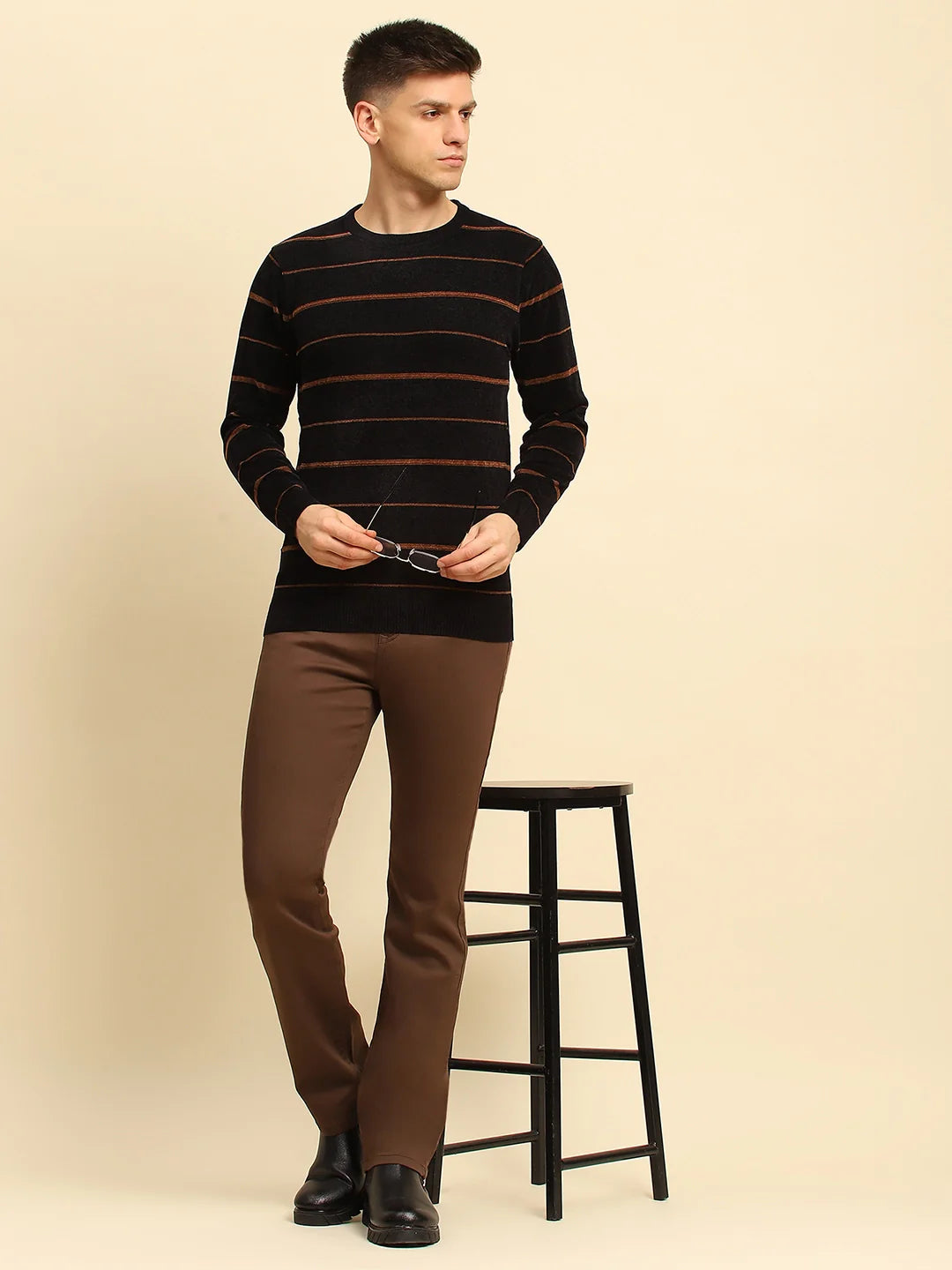 Black Velvet Striped Pullover - Global Republic