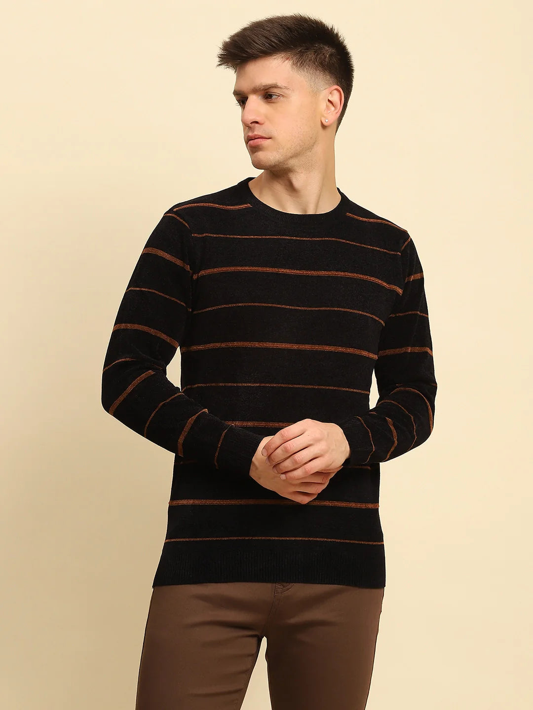 Black Velvet Striped Pullover - Global Republic