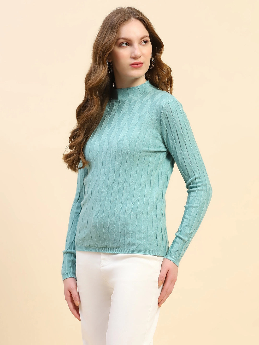 Green Viscose Slim Fit Skivvy Pullover - Global Republic