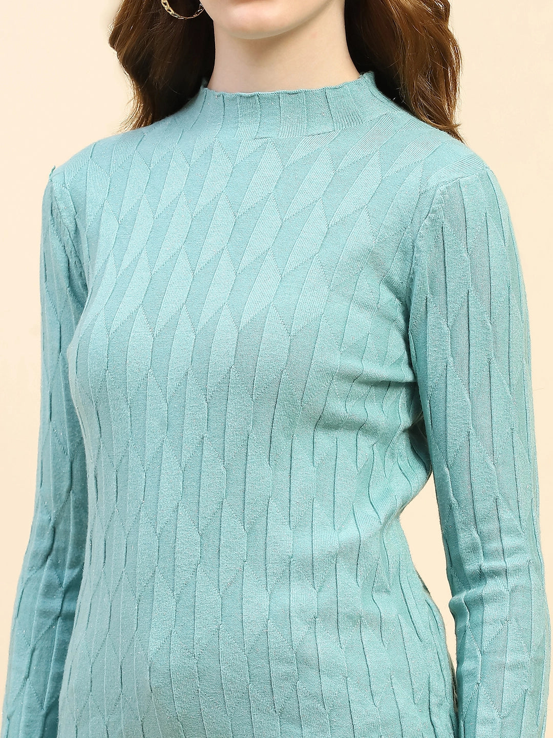 Green Viscose Slim Fit Skivvy Pullover - Global Republic