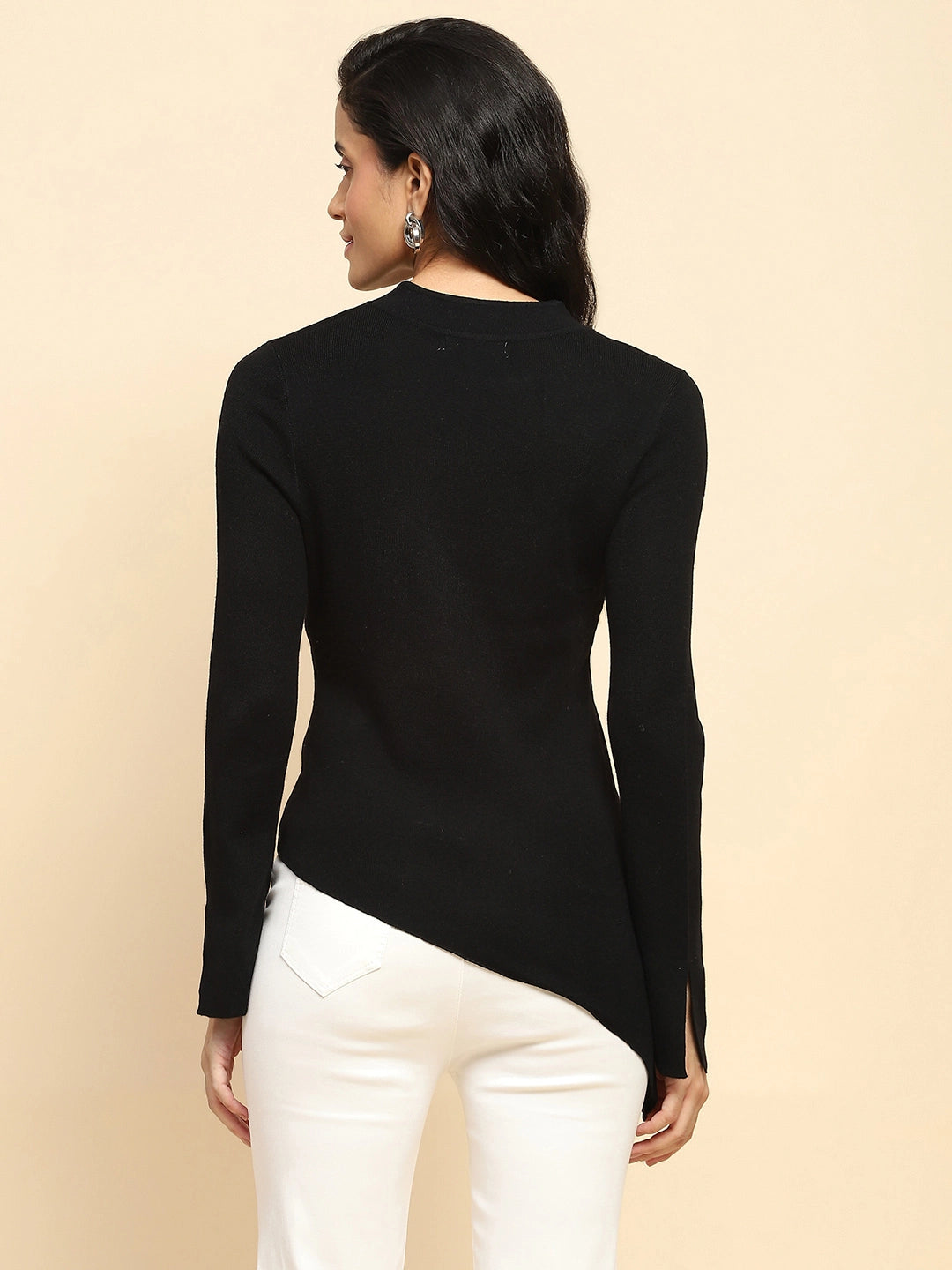 Black Acrylic Blend Winter Top - Global Republic