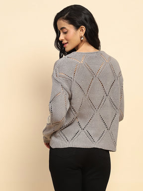 Grey Acrylic Relaxed Fit Pullover