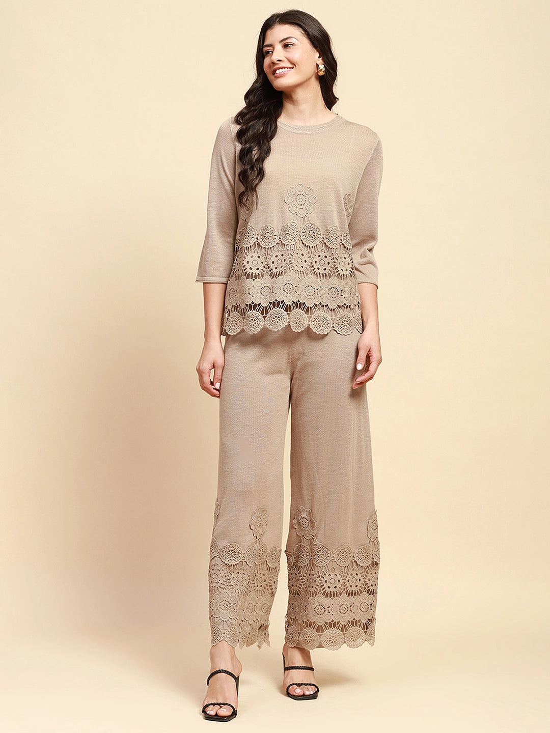Khaki Viscose Relaxed Fit Co-ord Sets - Global Republic