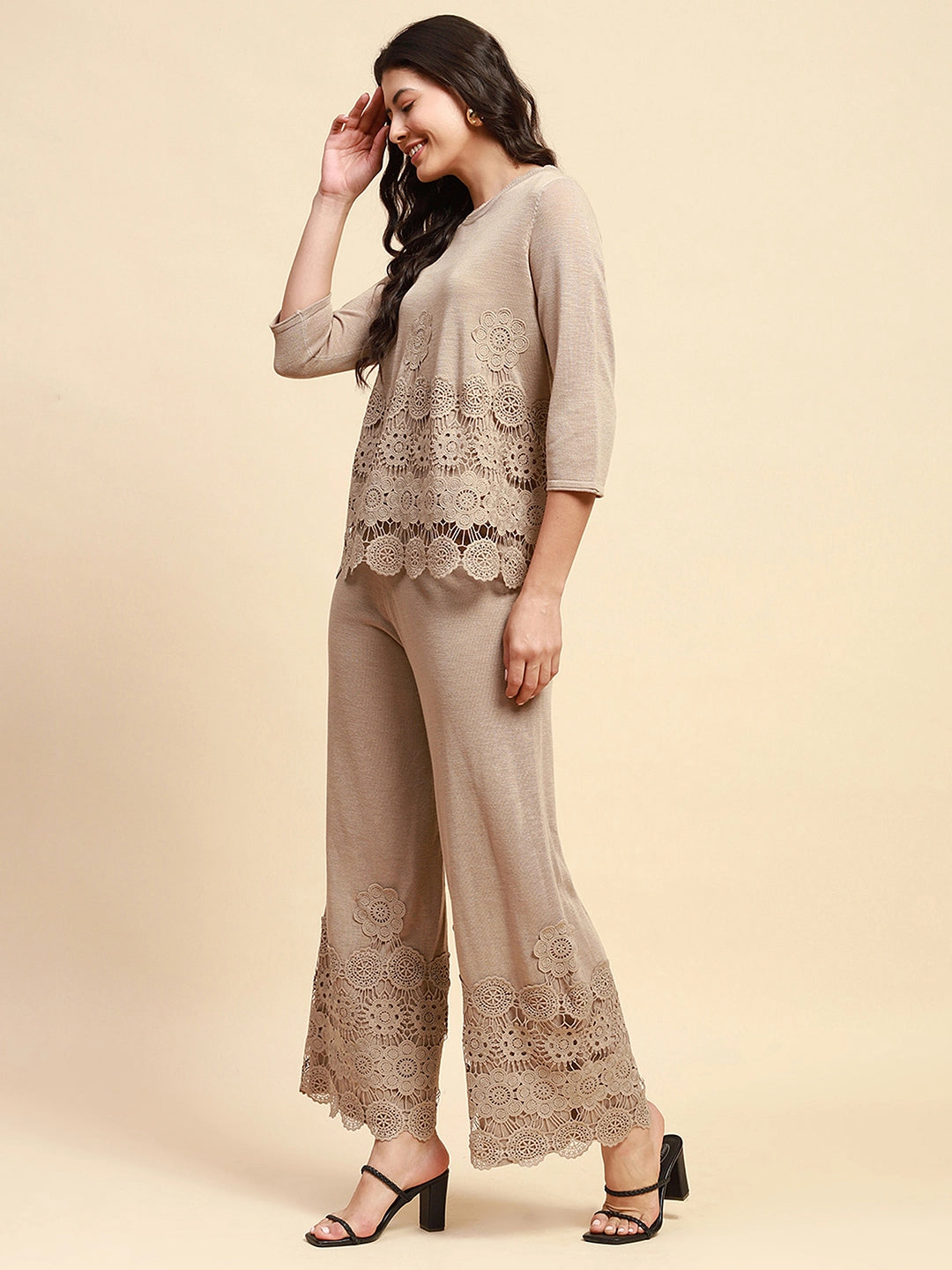 Khaki Viscose Relaxed Fit Co-ord Sets - Global Republic