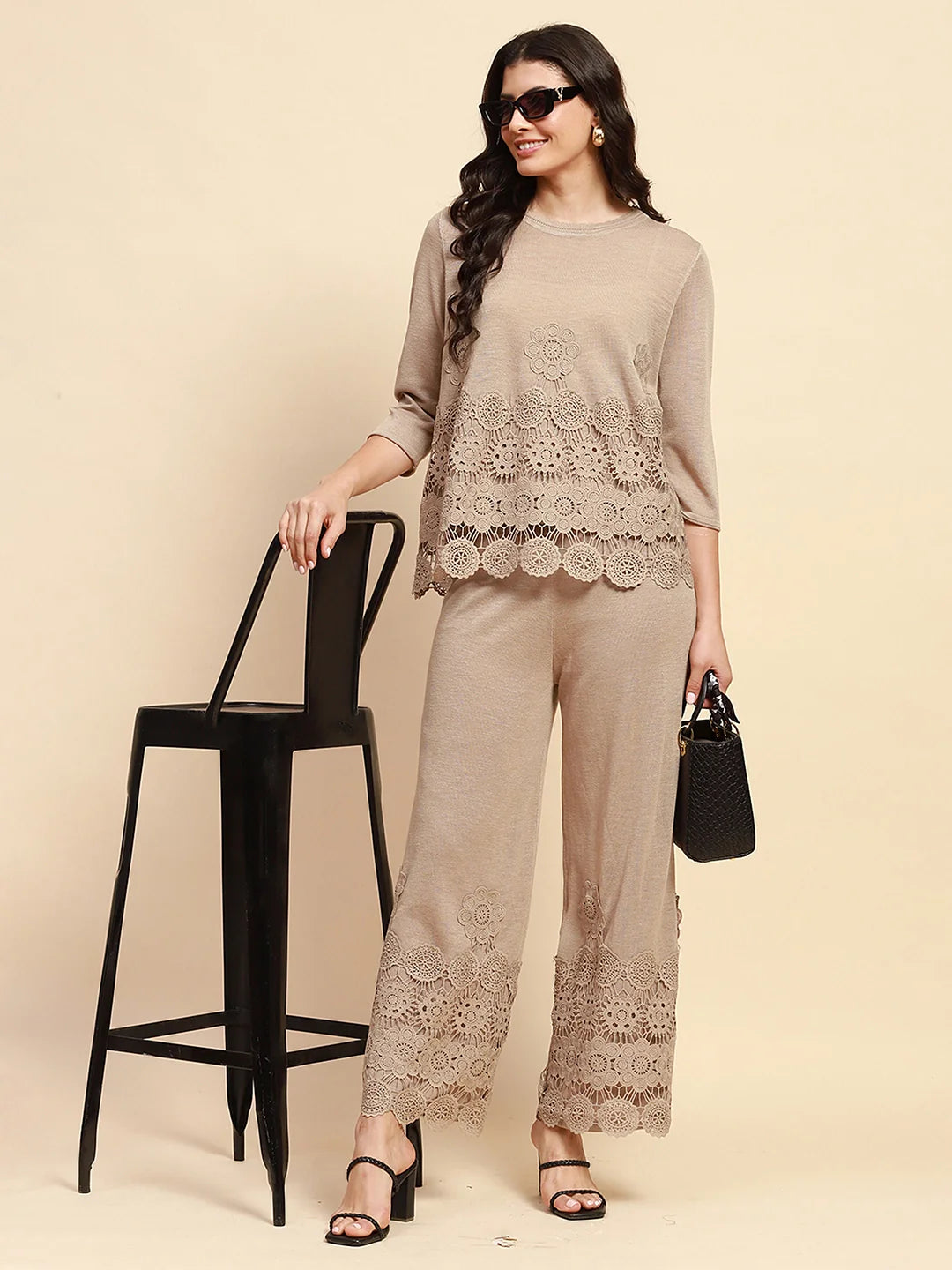 Khaki Viscose Relaxed Fit Co-ord Sets - Global Republic