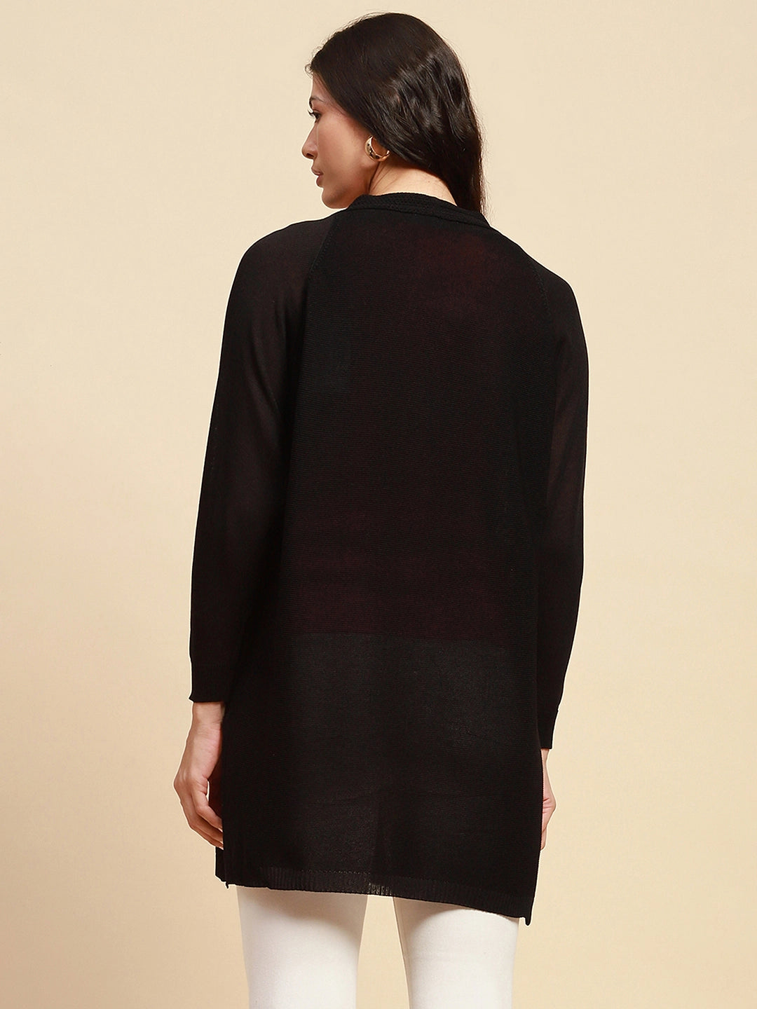 Black Viscose Loose Fit Winter Shrug - Global Republic