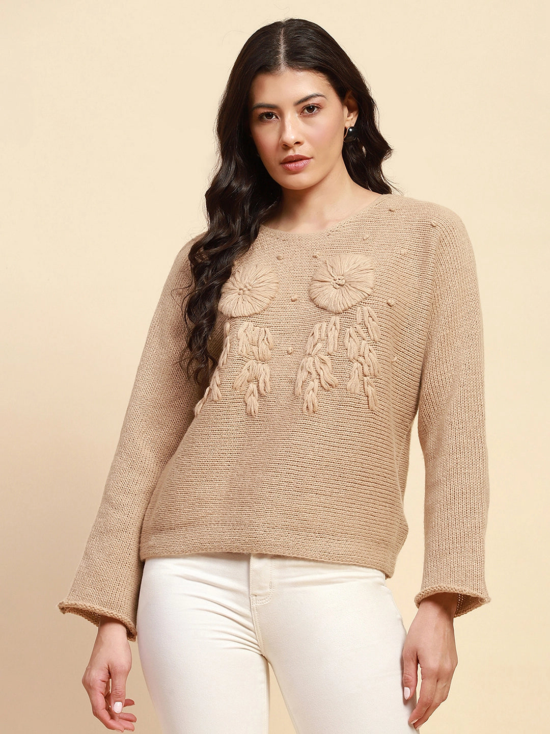 Khaki  Loose Pullover - Global Republic