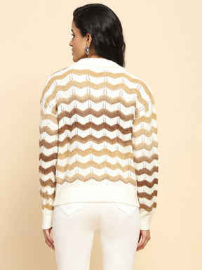 Brown Polyester Blend Regular Fit Pullover For Winter