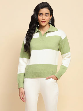 Green Wool Blend Relaxed Fit Pullover