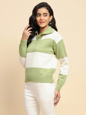 Green Wool Blend Relaxed Fit Pullover