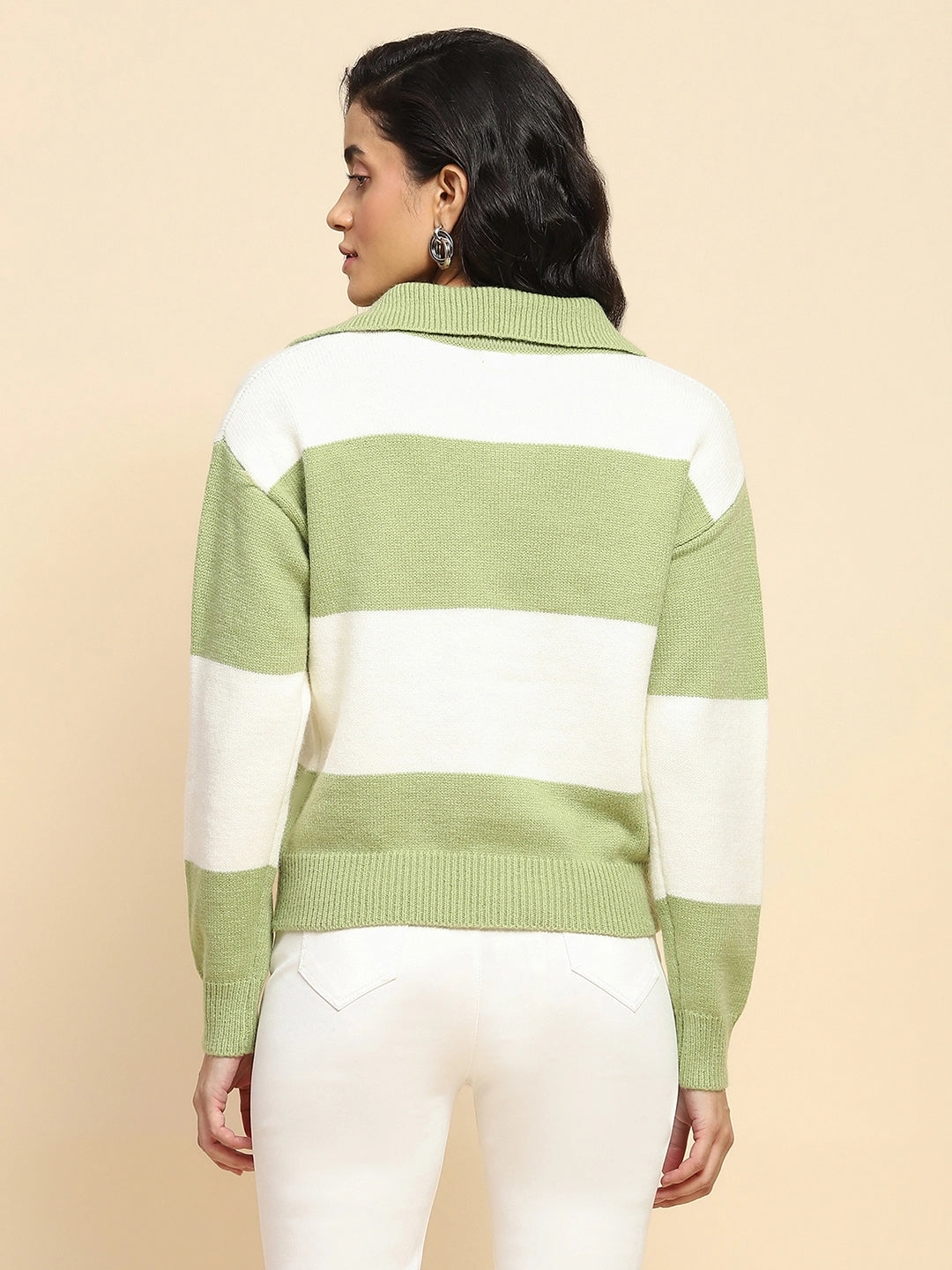 Green Wool Blend Relaxed Fit Pullover
