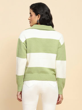 Green Wool Blend Relaxed Fit Pullover