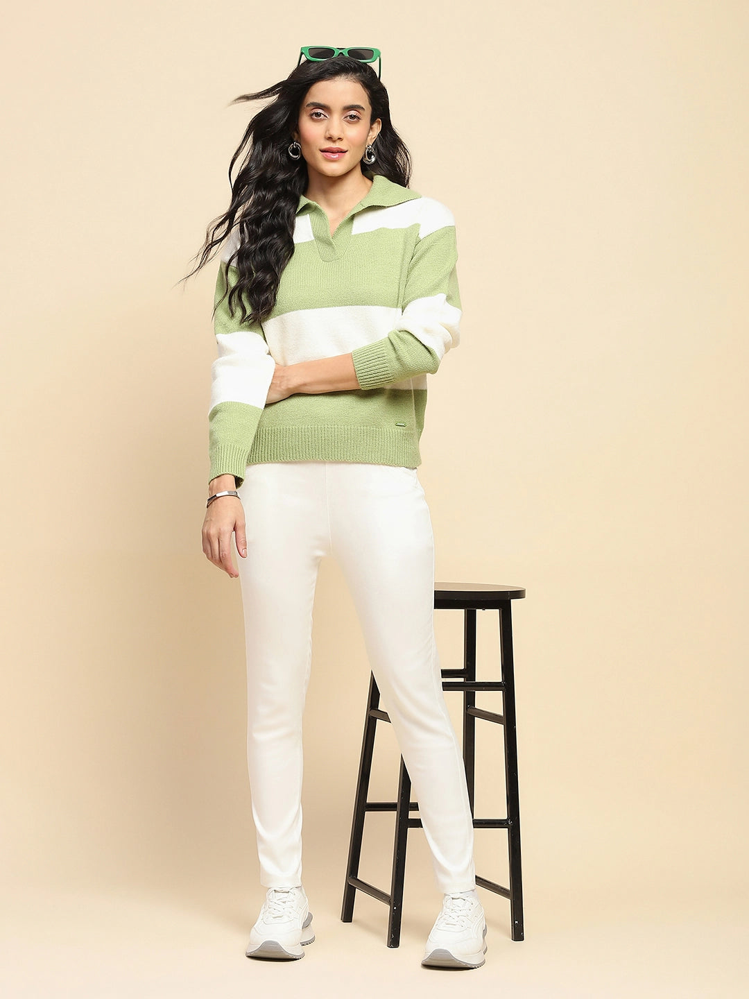 Green Wool Blend Relaxed Fit Pullover