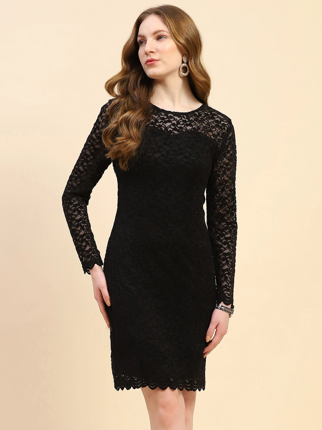 Black Floral  Slim Fit Dress - Global Republic
