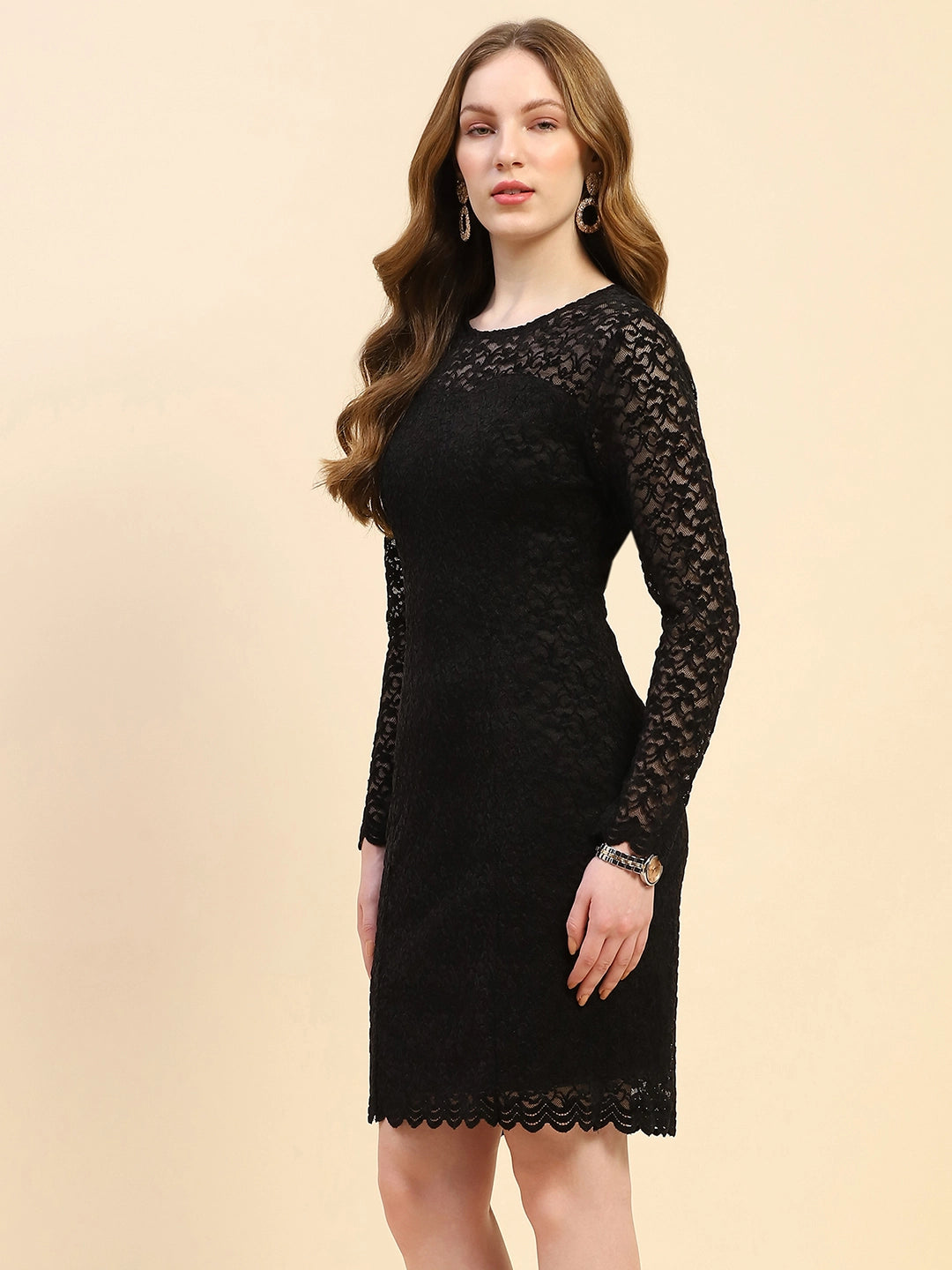 Black Floral  Slim Fit Dress - Global Republic