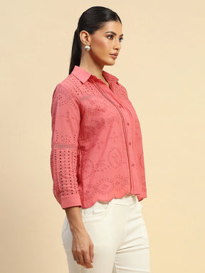 Schiffli  Embroidered Loose Fit Shirt