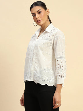 Schiffli Embroidered Loose Fit Shirt