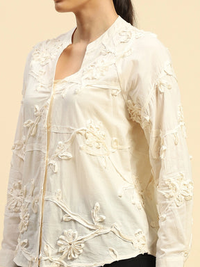 Cream Cotton Relaxed Fit Shirt