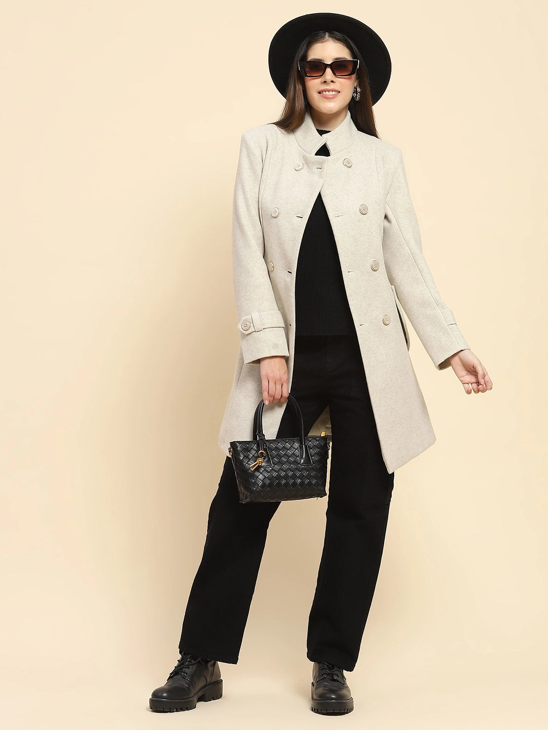 Beige  Long Winter Coat - Global Republic