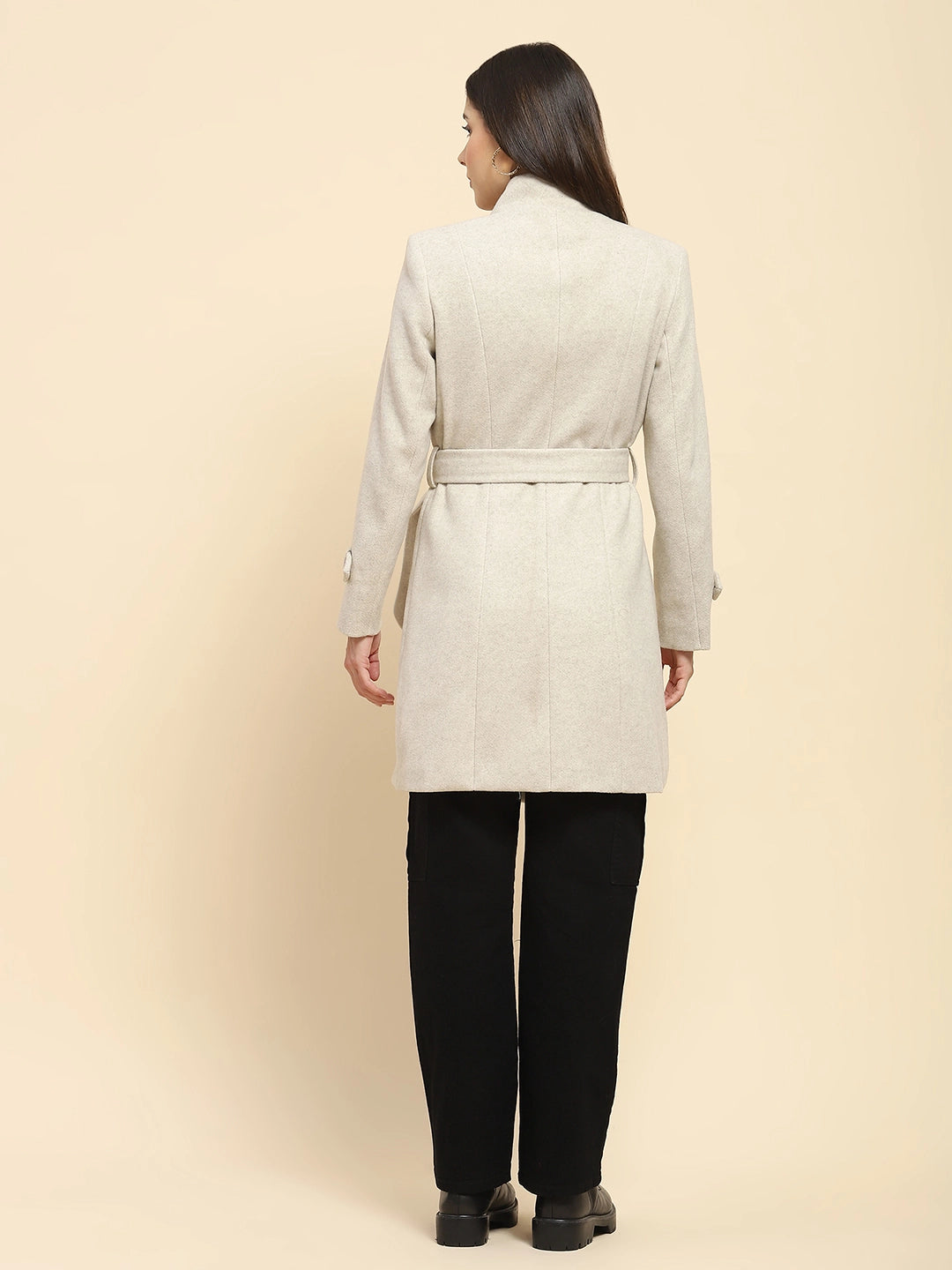 Beige  Long Winter Coat - Global Republic