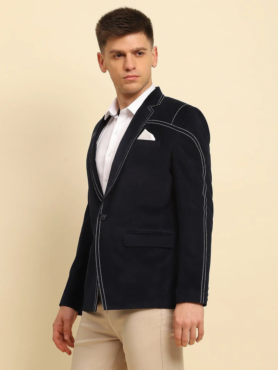 Navy  Textured Coat - Global Republic