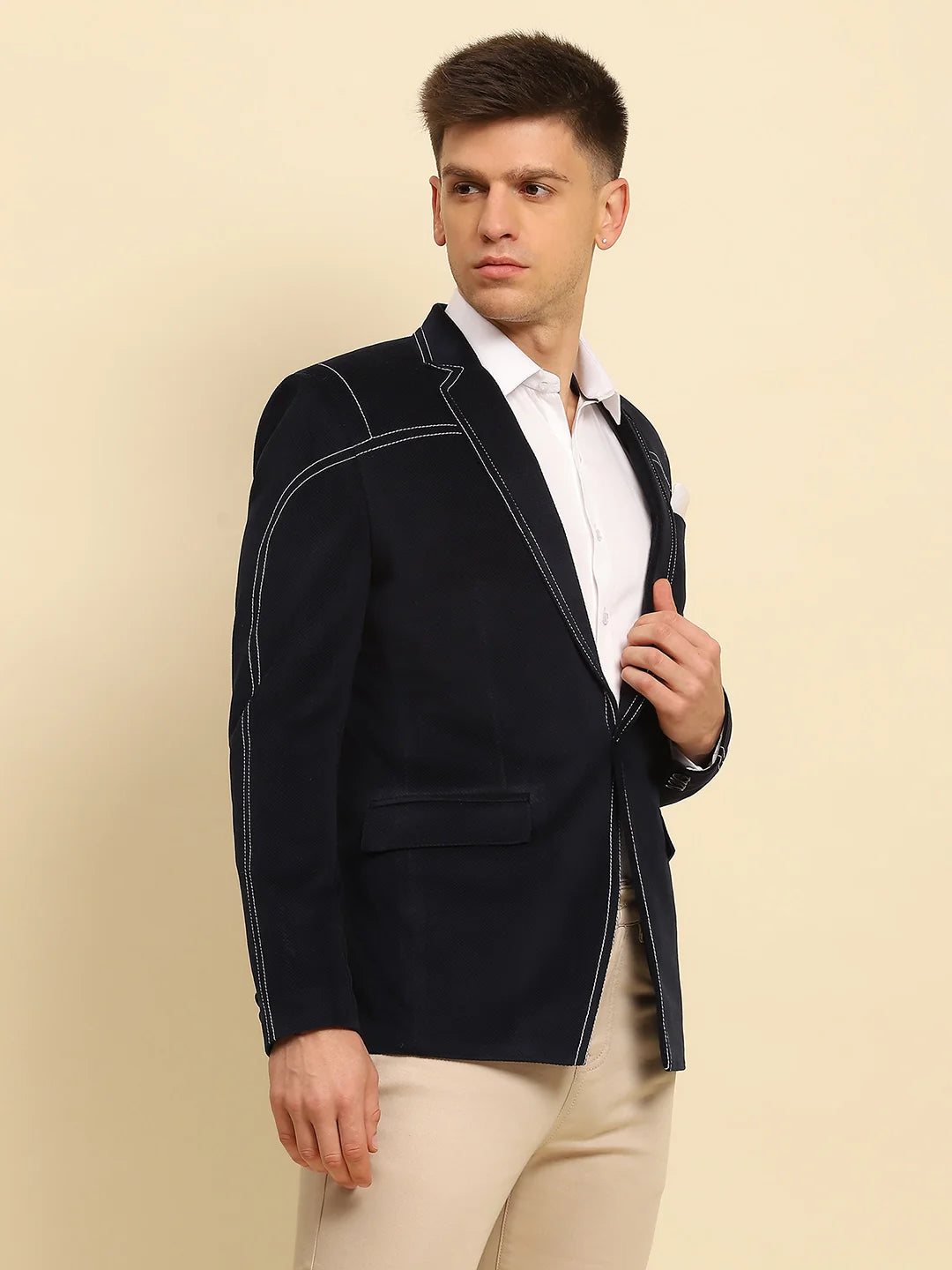 Navy  Textured Coat - Global Republic