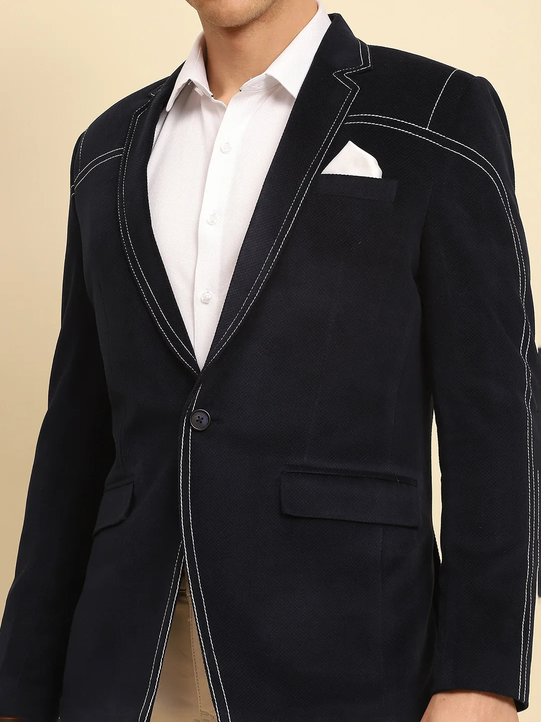 Navy  Textured Coat - Global Republic