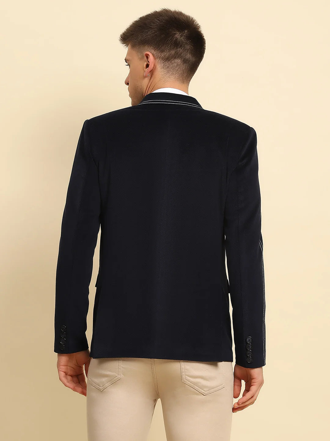 Navy  Textured Coat - Global Republic