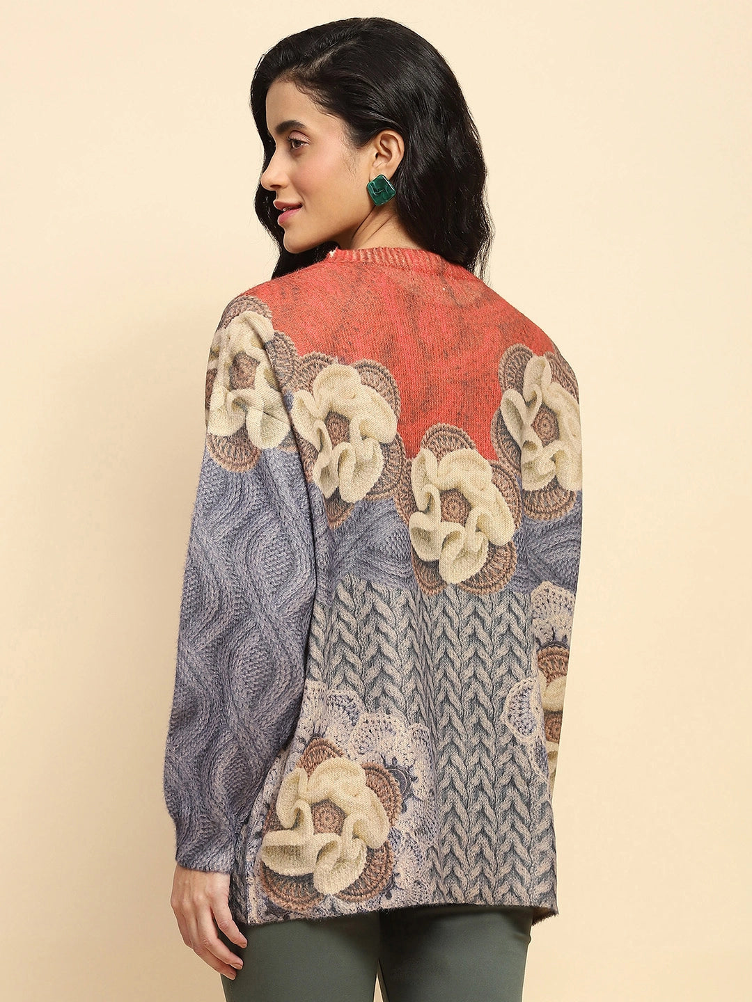 Blue  Relaxed Fit Pullover For Winter - Global Republic