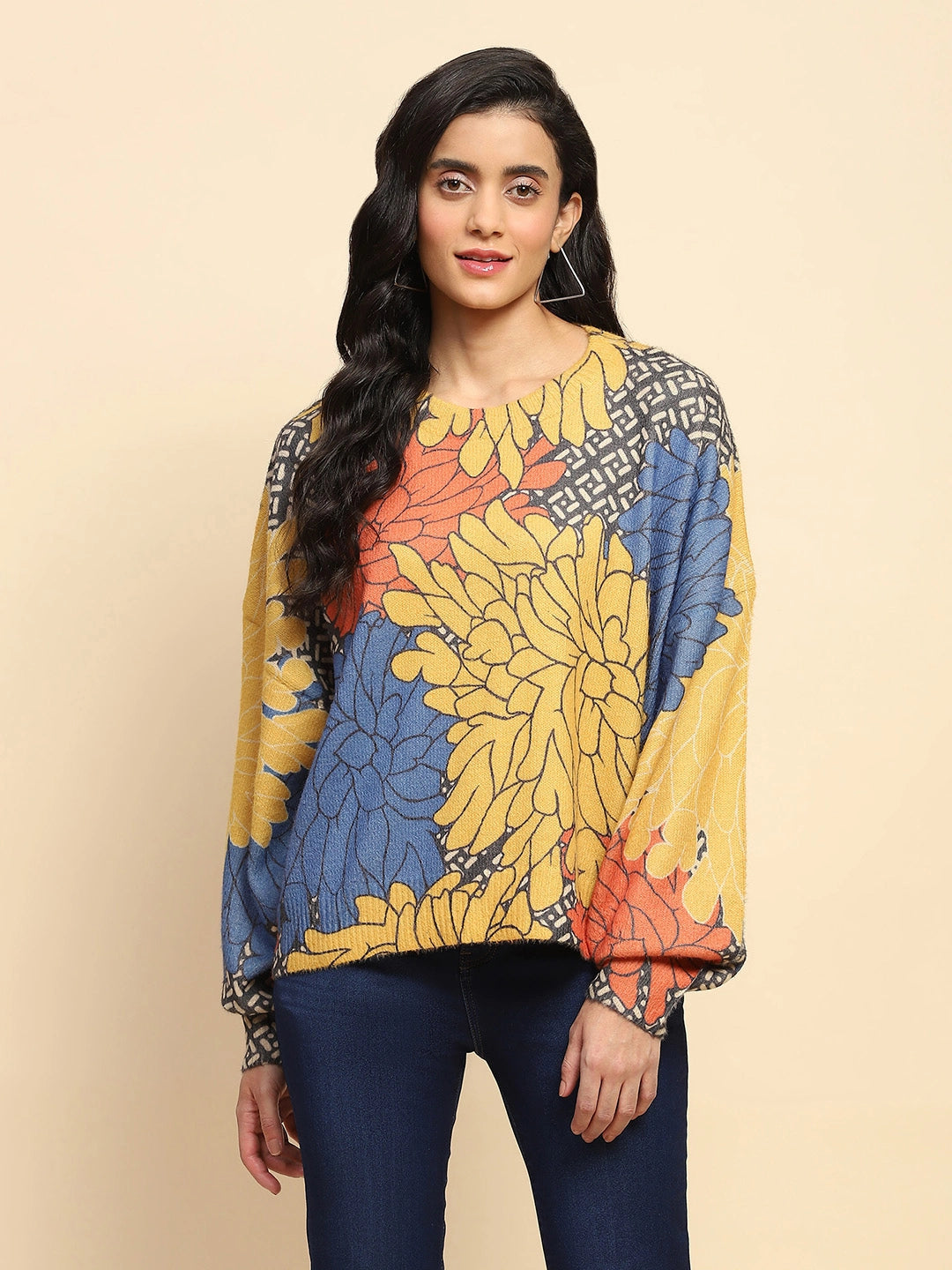 Multicolor Acrylic Loose Winter Pullover - Global Republic