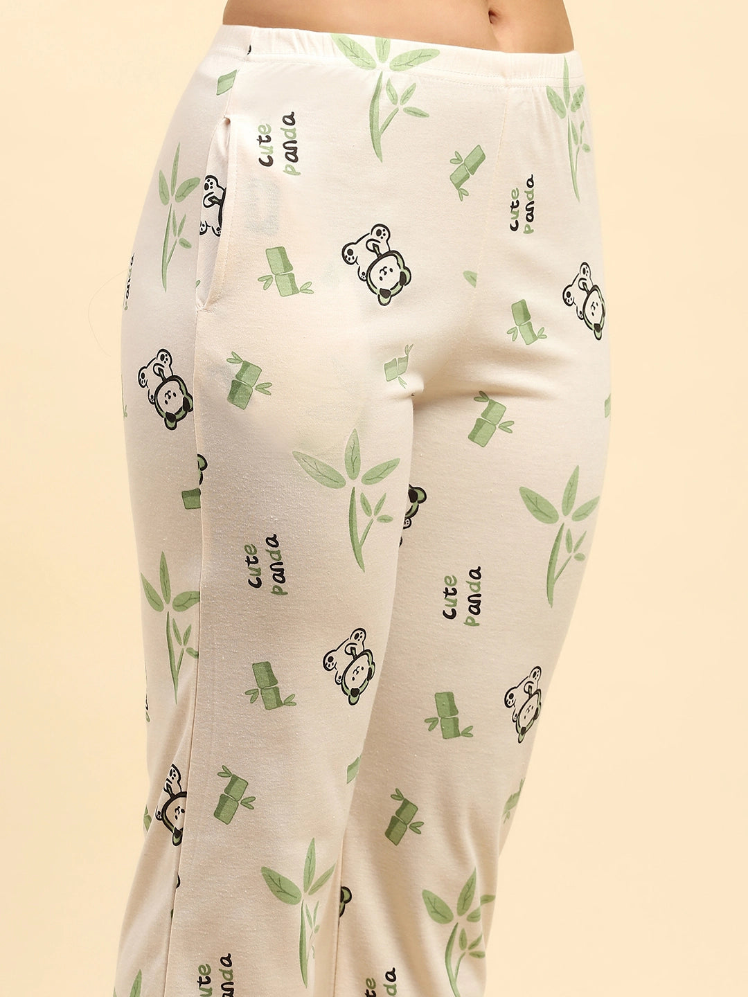 Green Teddy Print Cotton Nightsuit - Global Republic