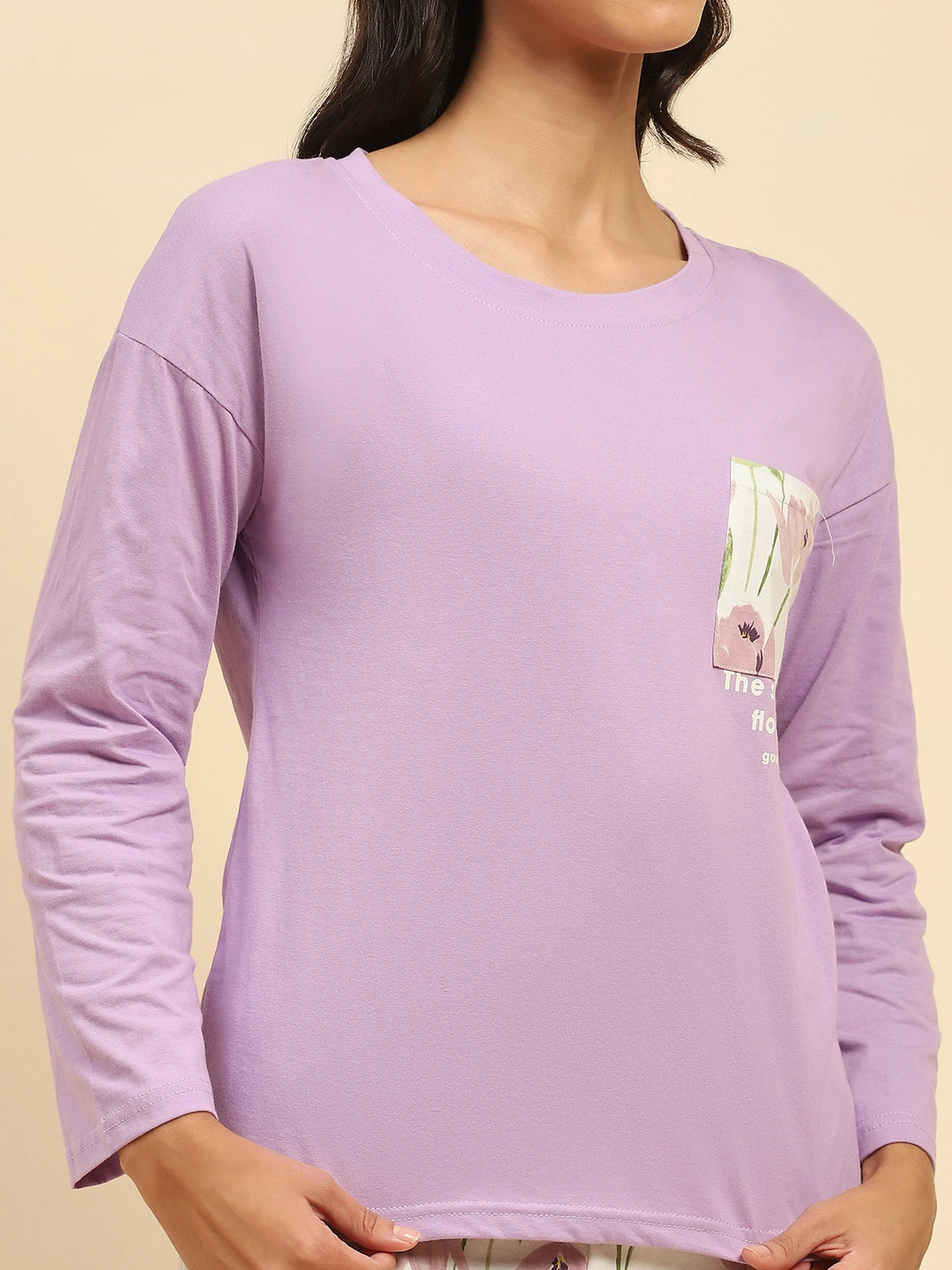 Lavender Floral Cotton Nightsuit - Global Republic