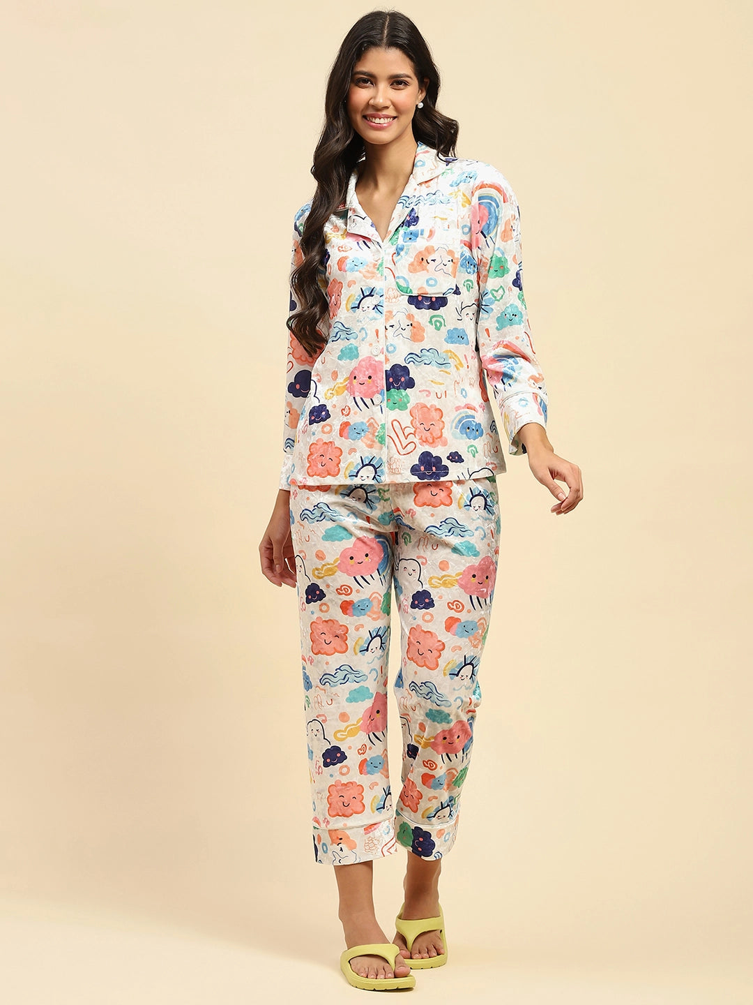 Multicolour Abstract  Relaxed Fit Night Suit - Global Republic