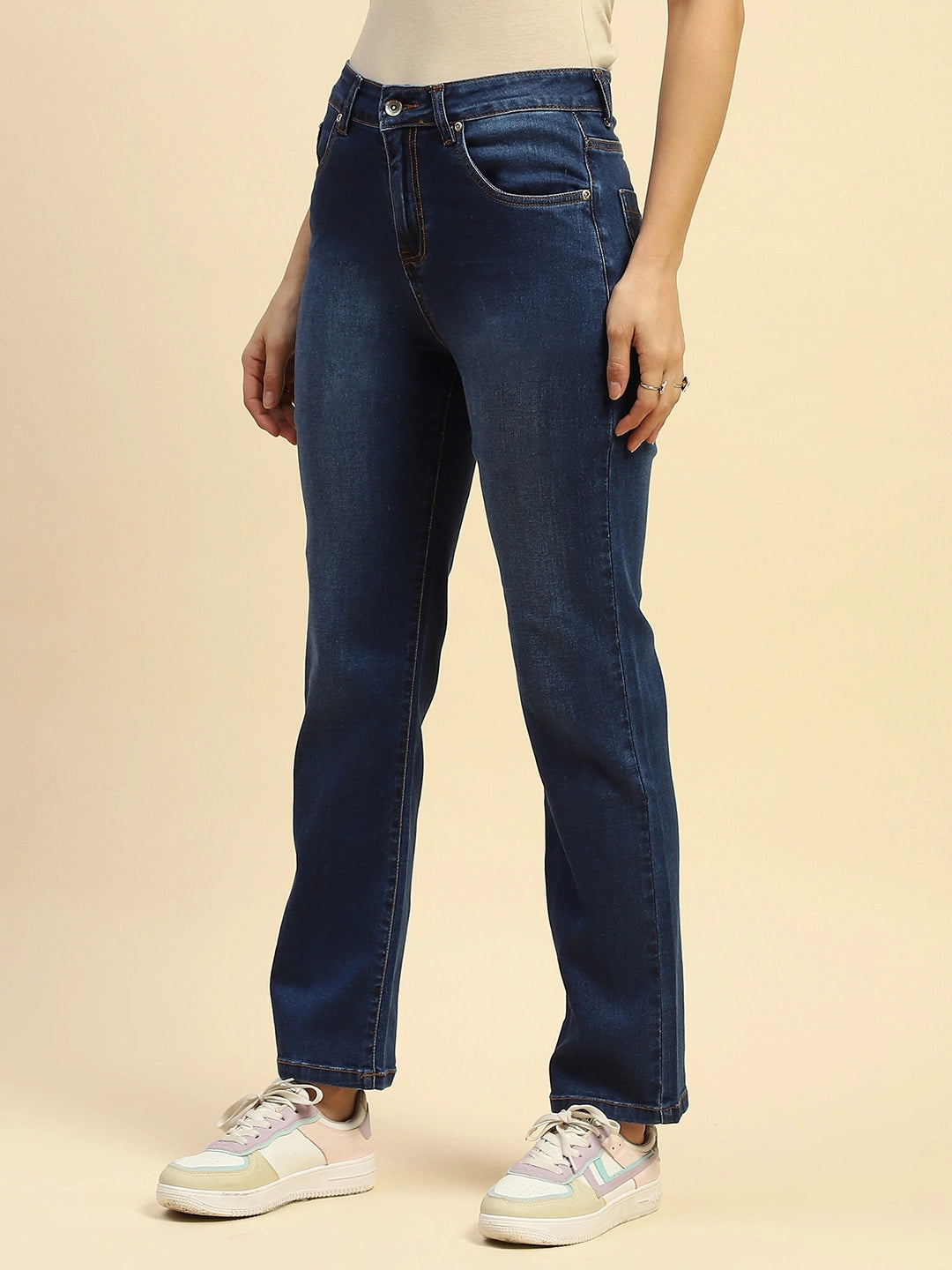 Dark Stone Cotton Blend Straight Fit Jean - Global Republic