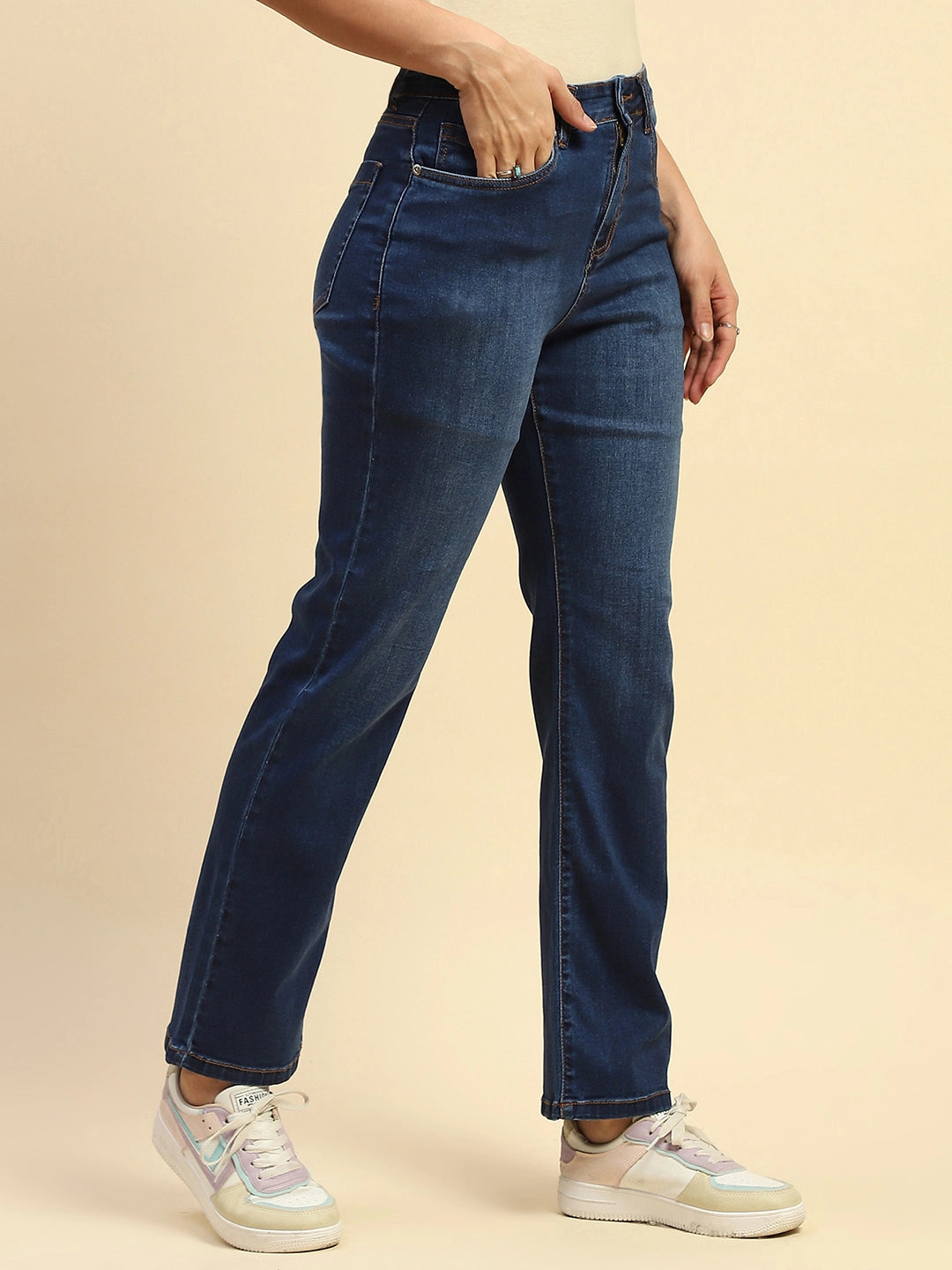 Dark Stone Cotton Blend Straight Fit Jean - Global Republic